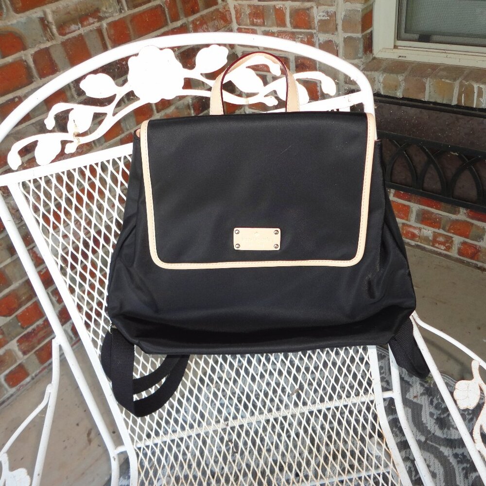 KATE SPADE Black Light Weight Nylon "Kennedy Park" Backpack Purse